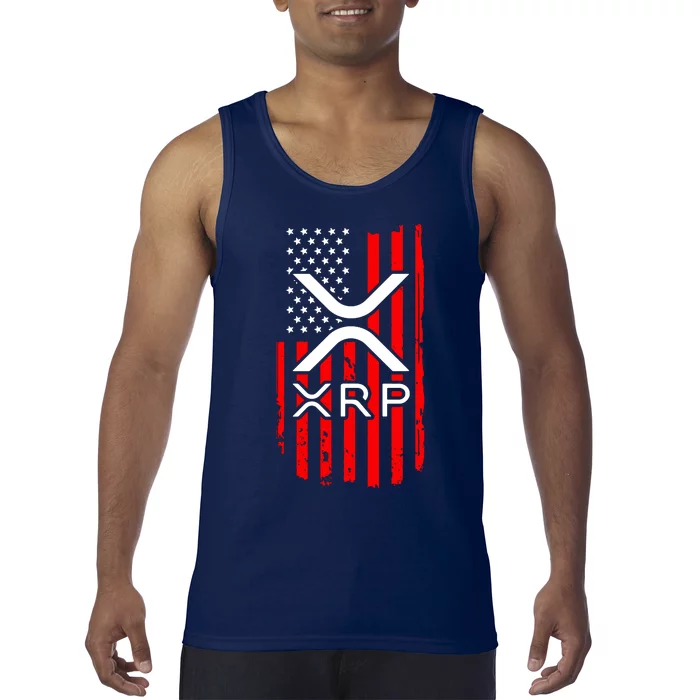 Crypto Currency Xrp Ripple Internet Money American Flag Tank Top