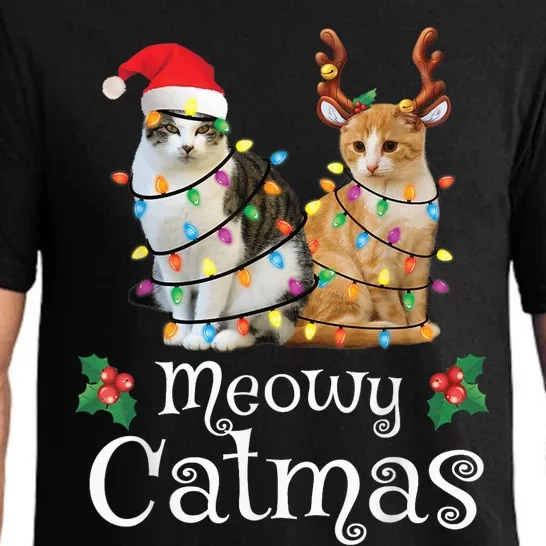 Christmas Cat Xmas Tree Cat Lover Funny Meowy Catmas Pajama Set