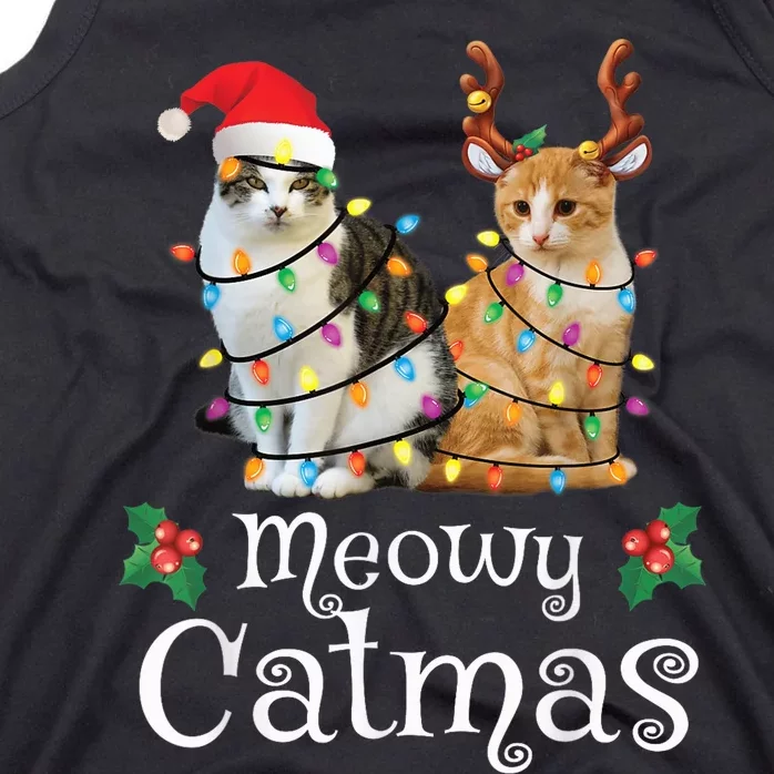 Christmas Cat Xmas Tree Cat Lover Funny Meowy Catmas Tank Top