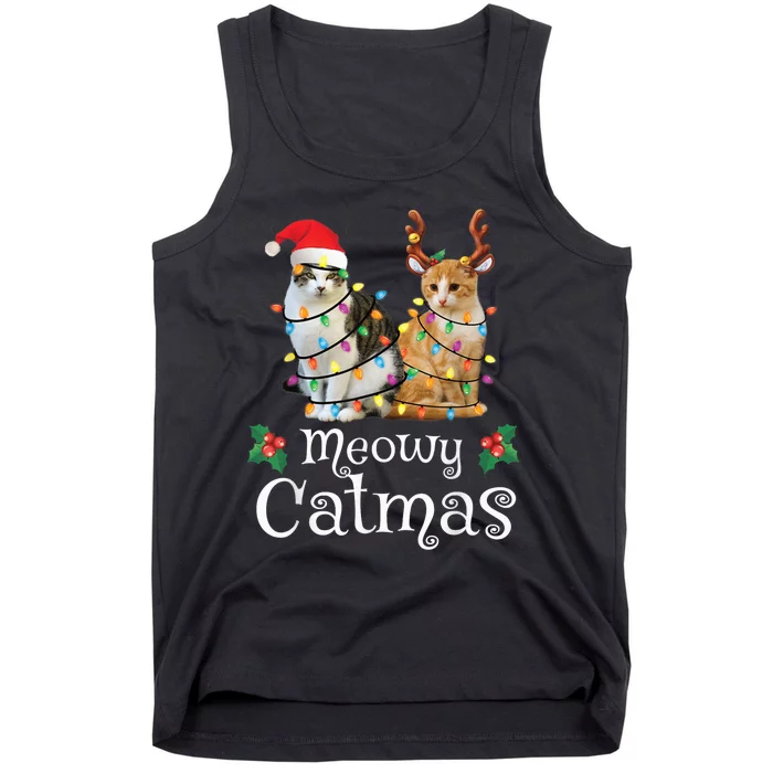 Christmas Cat Xmas Tree Cat Lover Funny Meowy Catmas Tank Top