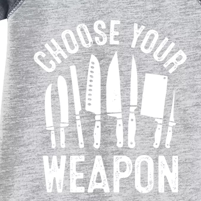 Chef Choose Your Weapon Funny Cook Kitchen Cooking Tools Infant Baby Jersey Bodysuit