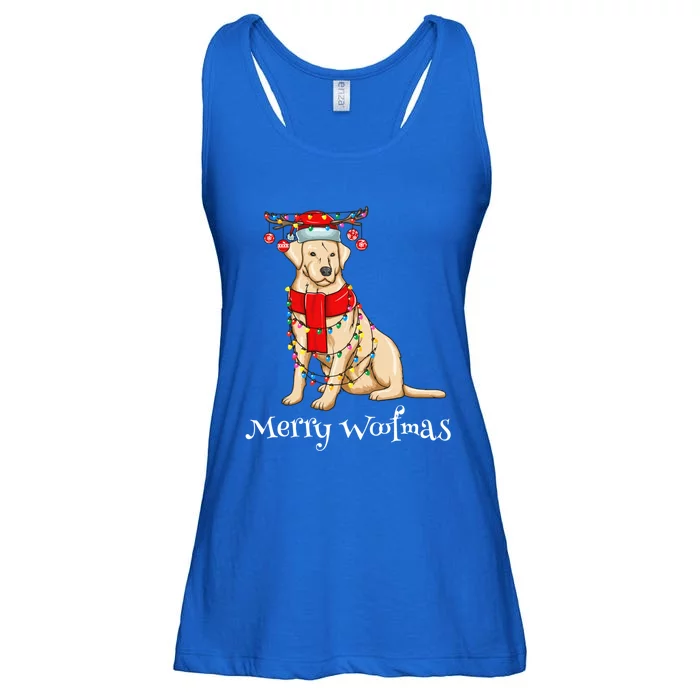 Christmas Cute Yellow Lab Dog Holiday Lights Merry Woofmas Gift Ladies Essential Flowy Tank