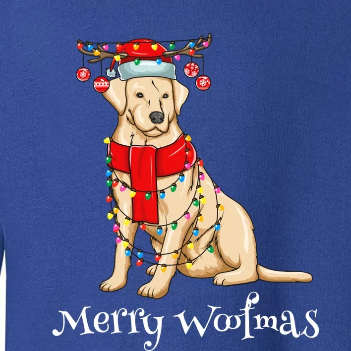 Christmas Cute Yellow Lab Dog Holiday Lights Merry Woofmas Gift Toddler Sweatshirt