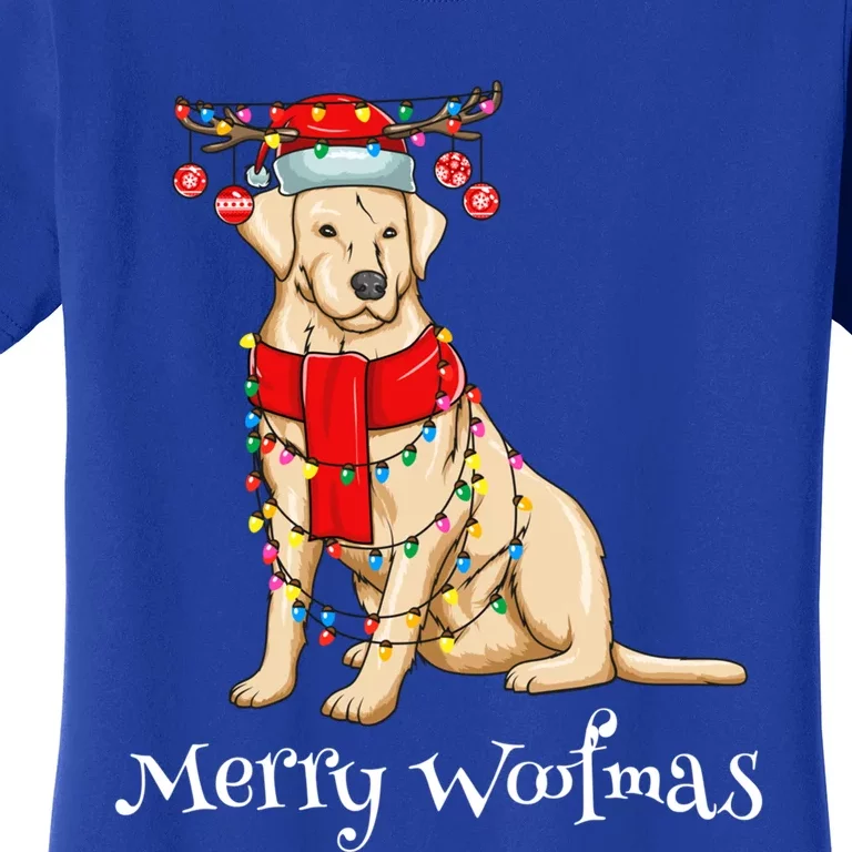 Christmas Cute Yellow Lab Dog Holiday Lights Merry Woofmas Gift Women's T-Shirt