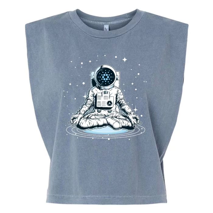 Cardano Cryptocurrency Yoga Space Astronaut Garment-Dyed Women's Muscle Tee