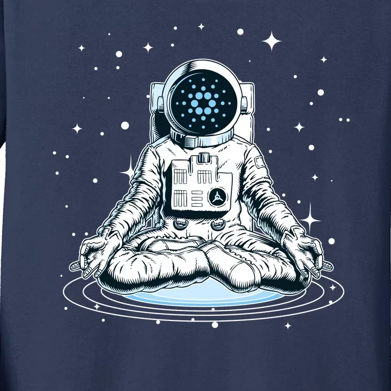 Cardano Cryptocurrency Yoga Space Astronaut Kids Long Sleeve Shirt