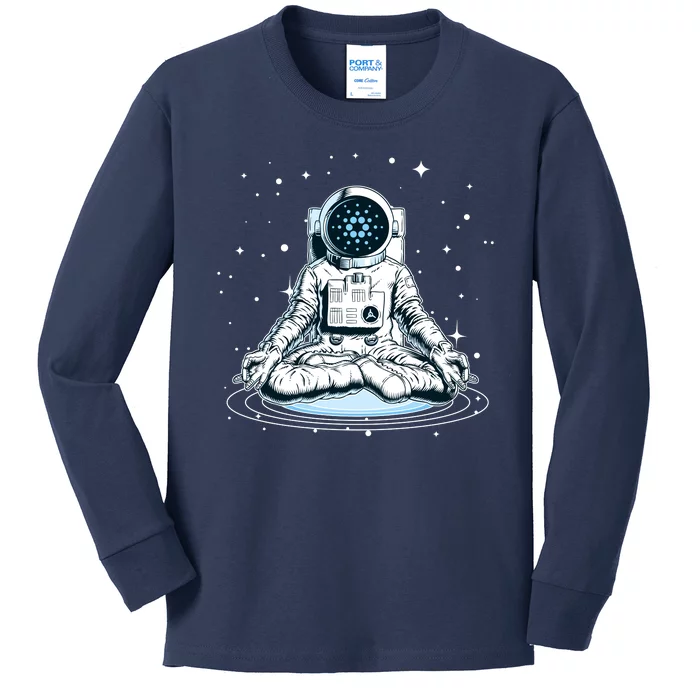 Cardano Cryptocurrency Yoga Space Astronaut Kids Long Sleeve Shirt