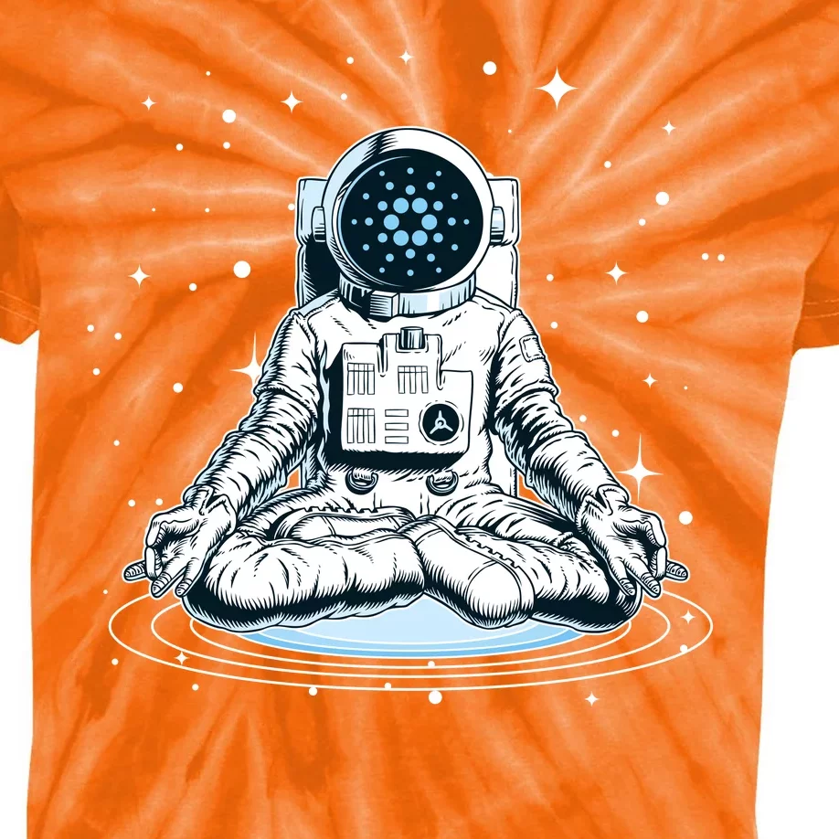 Cardano Cryptocurrency Yoga Space Astronaut Kids Tie-Dye T-Shirt