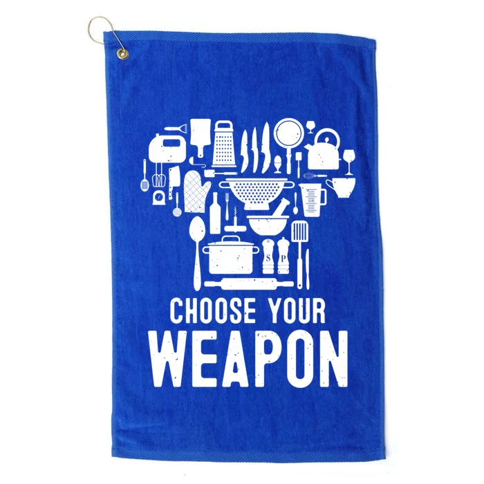 Chef Choose Your Weapon Funny Cook Kitchen Cooking Tools Gift Platinum Collection Golf Towel