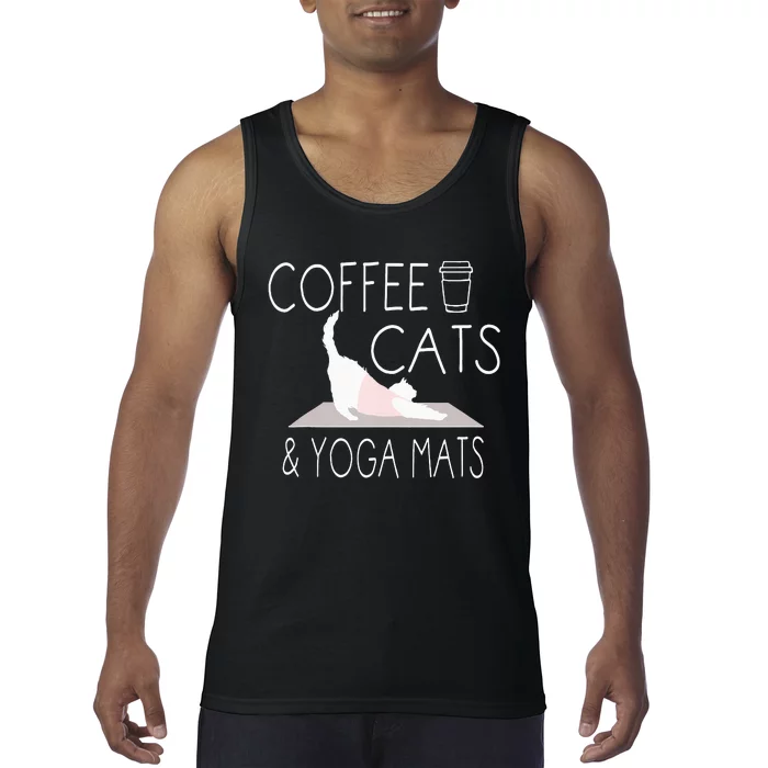 Coffee Cats & Yoga Mats Funny Gifts For Yoga Instructor Tank Top