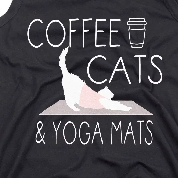 Coffee Cats & Yoga Mats Funny Gifts For Yoga Instructor Tank Top