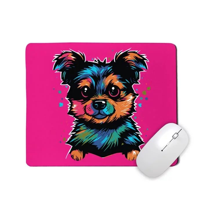 Cute Colorful Yorkshire Terrier Puppy Mousepad