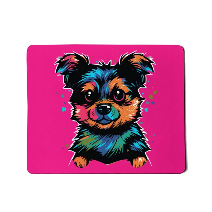 Cute Colorful Yorkshire Terrier Puppy Mousepad