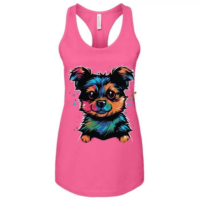 Cute Colorful Yorkshire Terrier Puppy Women's Racerback Tank