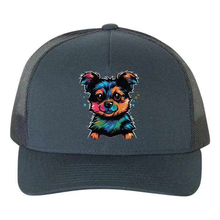 Cute Colorful Yorkshire Terrier Puppy Yupoong Adult 5-Panel Trucker Hat