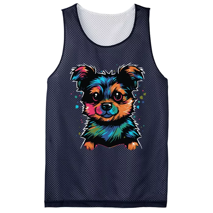 Cute Colorful Yorkshire Terrier Puppy Mesh Reversible Basketball Jersey Tank