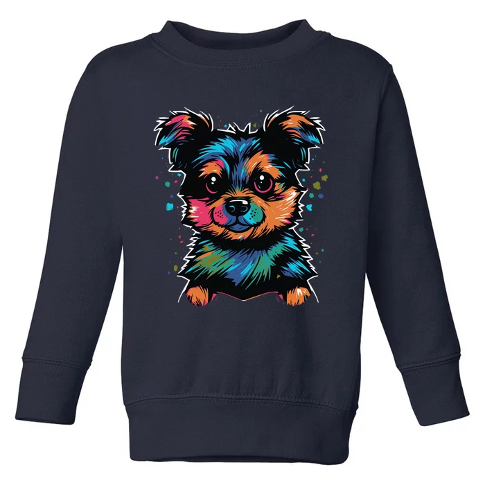 Cute Colorful Yorkshire Terrier Puppy Toddler Sweatshirt