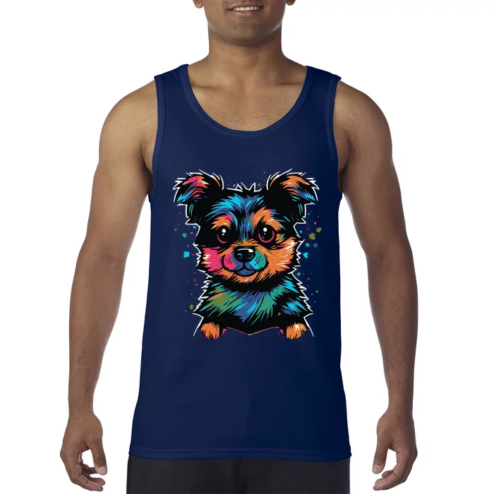 Cute Colorful Yorkshire Terrier Puppy Tank Top