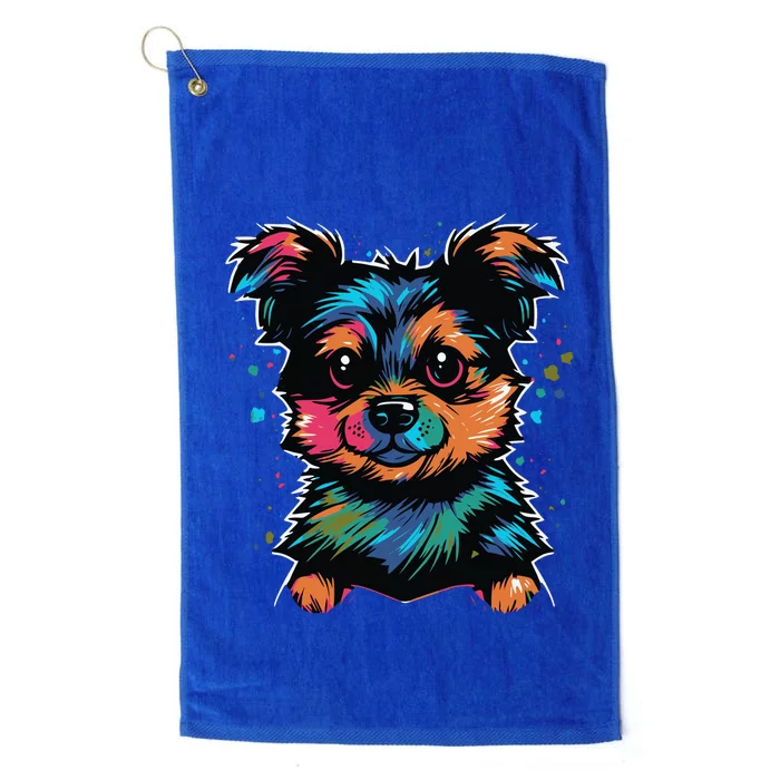 Cute Colorful Yorkshire Terrier Puppy Platinum Collection Golf Towel