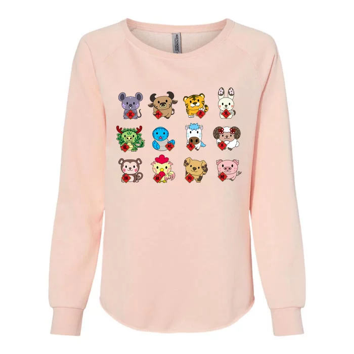 Cute Chinese Zodiac Animal Signs Lunar New Year Gift Womens California Wash Sweatshirt