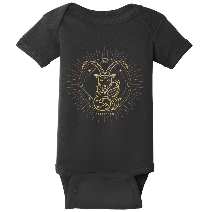 Celestial Capricorn Zodiac Sign November December Birthday Baby Bodysuit