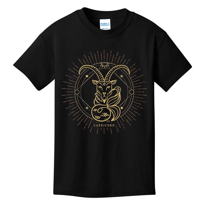 Celestial Capricorn Zodiac Sign November December Birthday Kids T-Shirt