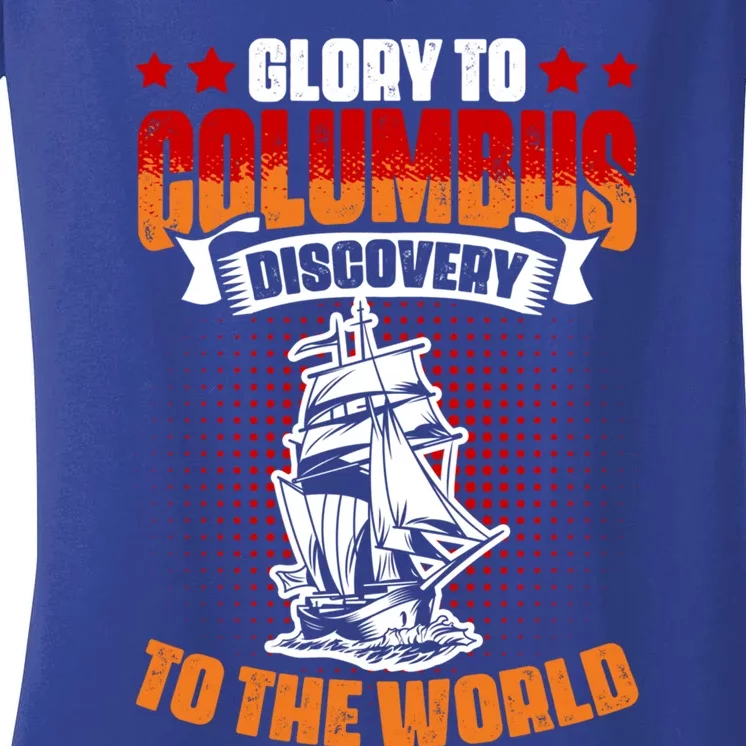 Columbus Day 1942 American Italian Christopher Columbus Gift Women's V-Neck T-Shirt