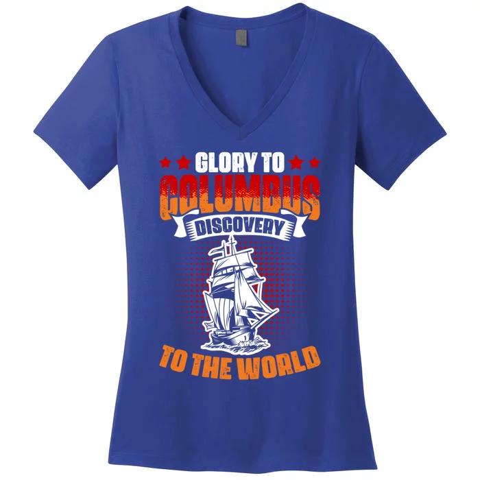 Columbus Day 1942 American Italian Christopher Columbus Gift Women's V-Neck T-Shirt