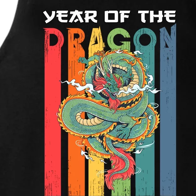 Chinese Dragon 2024 Lunar New Year A Year Of The Dragon 2024 Ladies Tri-Blend Wicking Tank