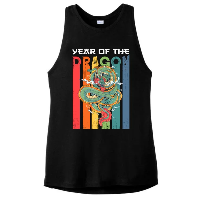 Chinese Dragon 2024 Lunar New Year A Year Of The Dragon 2024 Ladies Tri-Blend Wicking Tank