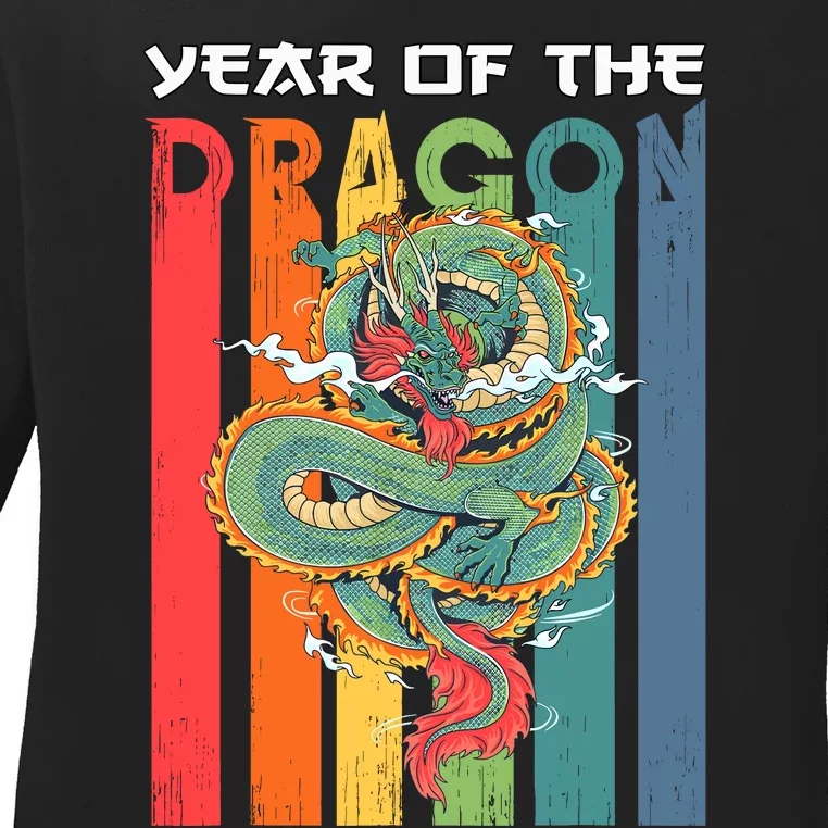 Chinese Dragon 2024 Lunar New Year A Year Of The Dragon 2024 Ladies Long Sleeve Shirt