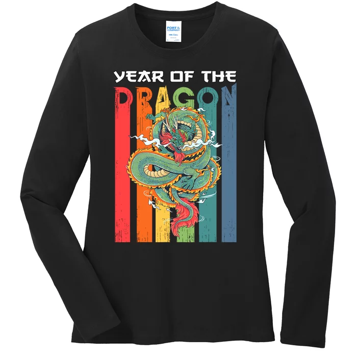 Chinese Dragon 2024 Lunar New Year A Year Of The Dragon 2024 Ladies Long Sleeve Shirt