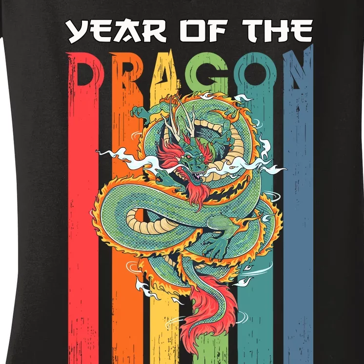 Chinese Dragon 2024 Lunar New Year A Year Of The Dragon 2024 Women's V-Neck T-Shirt