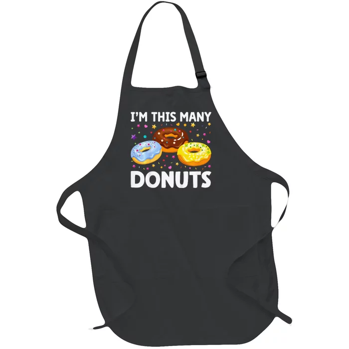 Cute Donut 3rd Birthday IM This Many Donuts 3yearold Full-Length Apron With Pocket