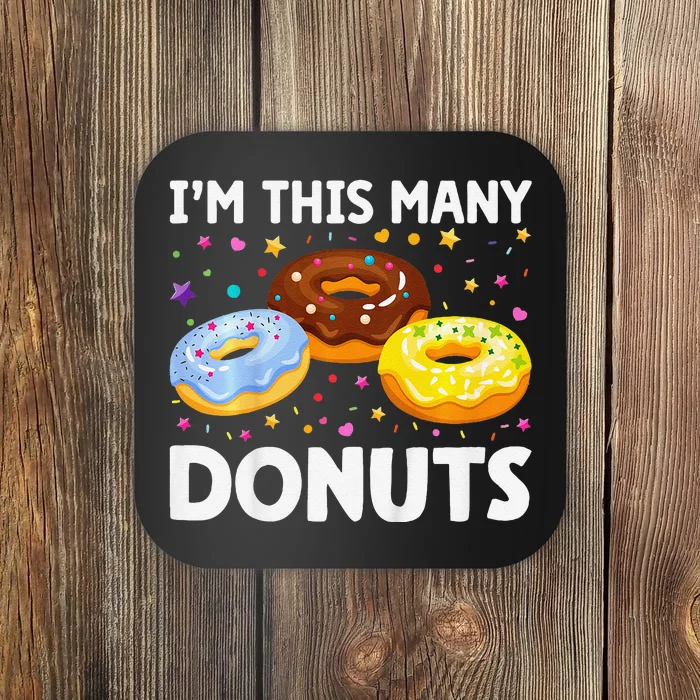 Cute Donut 3rd Birthday IM This Many Donuts 3yearold Coaster