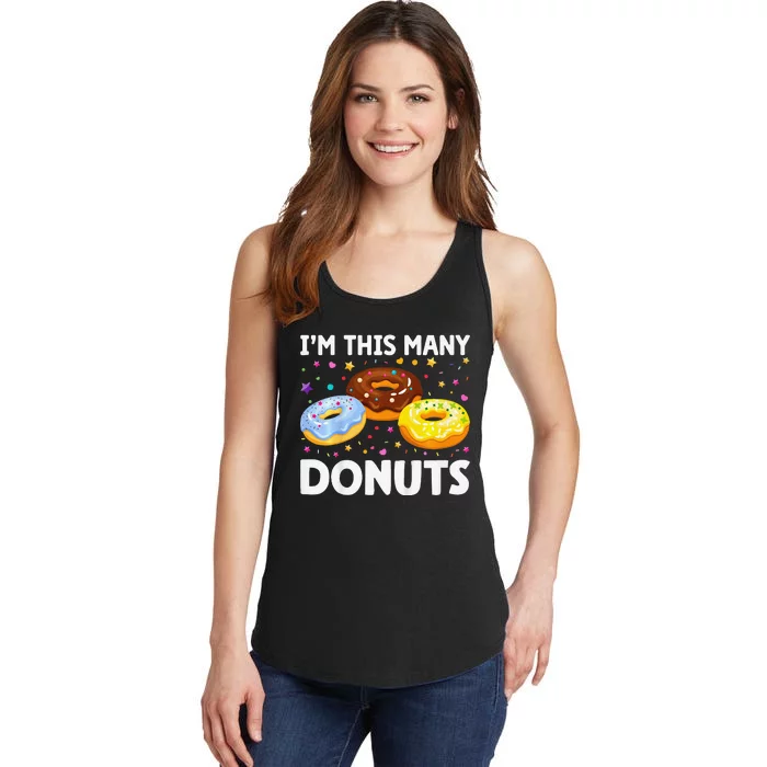 Cute Donut 3rd Birthday IM This Many Donuts 3yearold Ladies Essential Tank