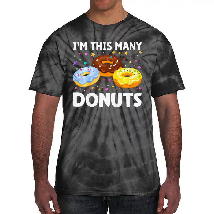 Cute Donut 3rd Birthday IM This Many Donuts 3yearold Tie-Dye T-Shirt