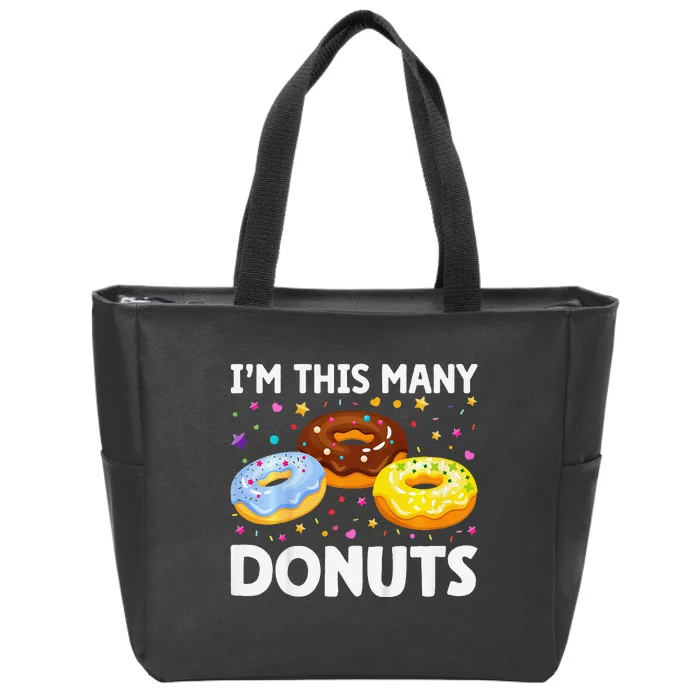 Cute Donut 3rd Birthday IM This Many Donuts 3yearold Zip Tote Bag