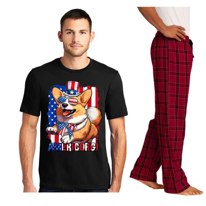 Corgi Dog 4th Of July American USA Flag Patriotic Funny Pajama Set