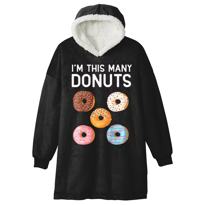 Cute Donut 5th Birthday Im This Many Donuts 5year Old Hooded Wearable Blanket