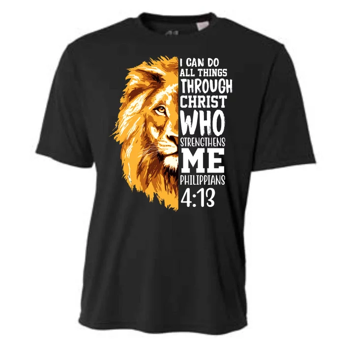 Can Do All Things Through Christ Bible Quote Lion Cooling Performance Crew T-Shirt