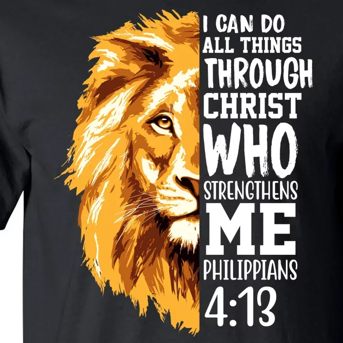 Can Do All Things Through Christ Bible Quote Lion Tall T-Shirt