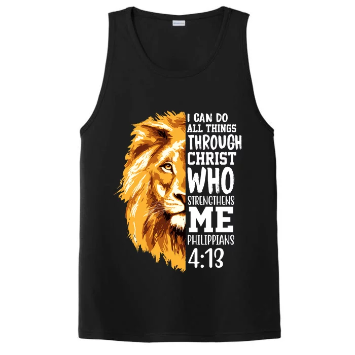 Can Do All Things Through Christ Bible Quote Lion Performance Tank