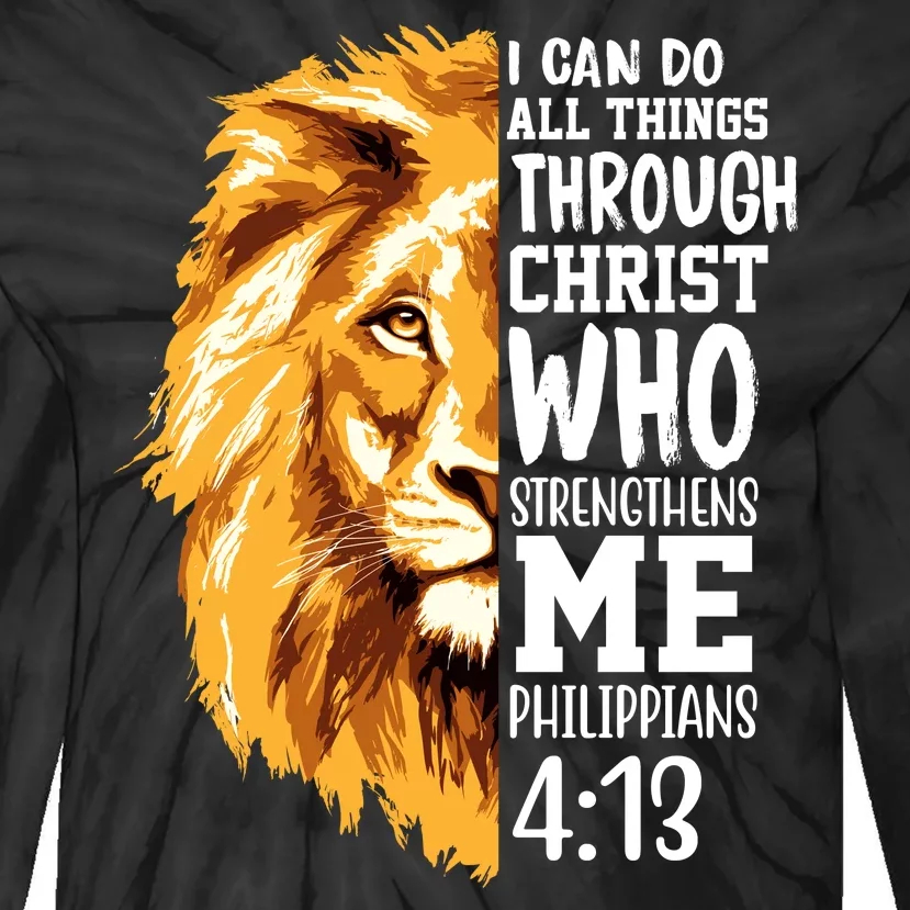 Can Do All Things Through Christ Bible Quote Lion Tie-Dye Long Sleeve Shirt