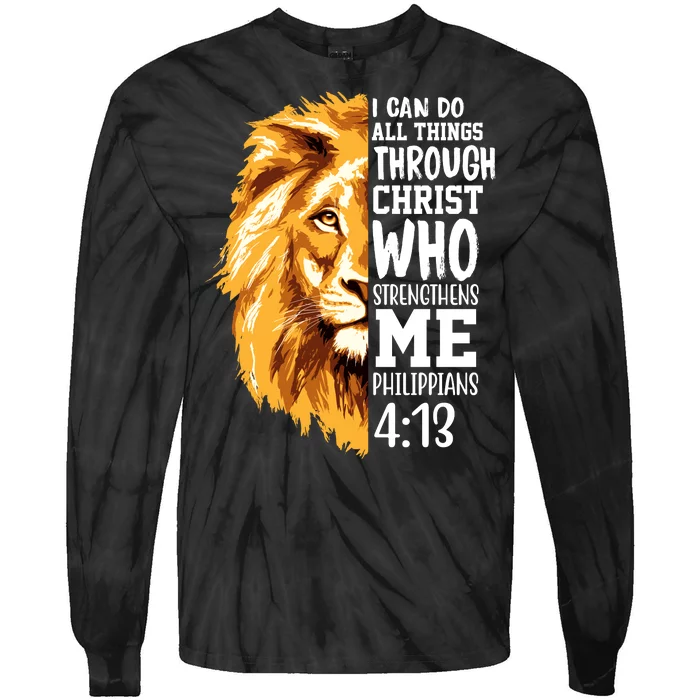 Can Do All Things Through Christ Bible Quote Lion Tie-Dye Long Sleeve Shirt