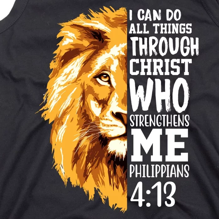 Can Do All Things Through Christ Bible Quote Lion Tank Top