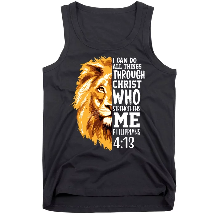 Can Do All Things Through Christ Bible Quote Lion Tank Top