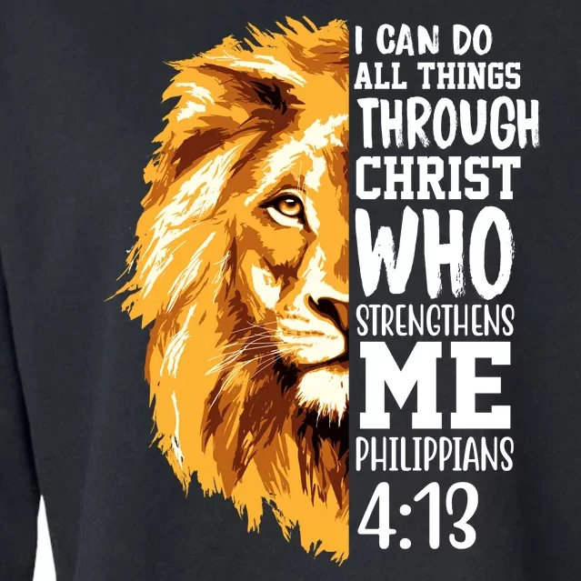 Can Do All Things Through Christ Bible Quote Lion Cropped Pullover Crew