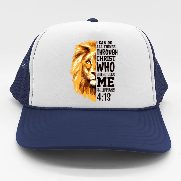 Can Do All Things Through Christ Bible Quote Lion Trucker Hat