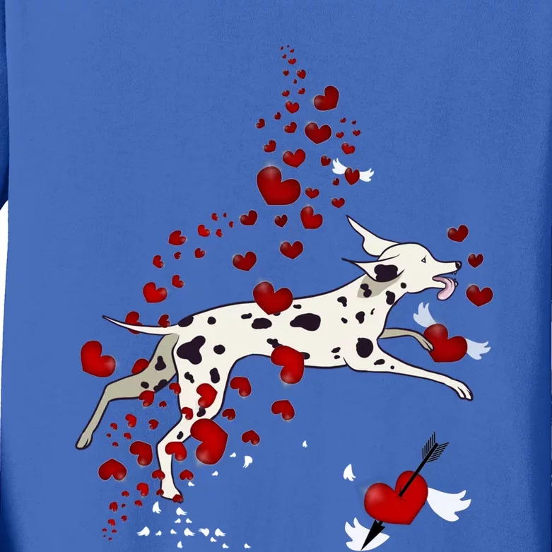 Cute Dalmatian And Red Hearts Funny Dog Mom Valentines Day Gift Kids Long Sleeve Shirt